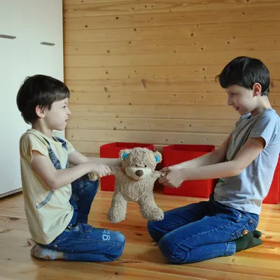 Dos niños enfrentados por un juguete