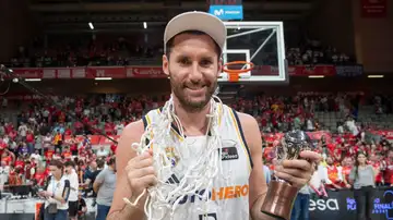 Rudy Fernández, tras ganar la Liga ACB en Murcia